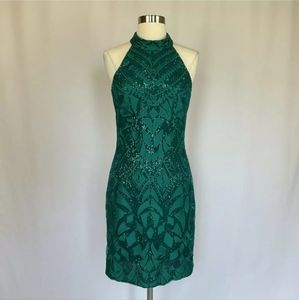 Badgley Mischka Sequined Sheath Cocktail Dress